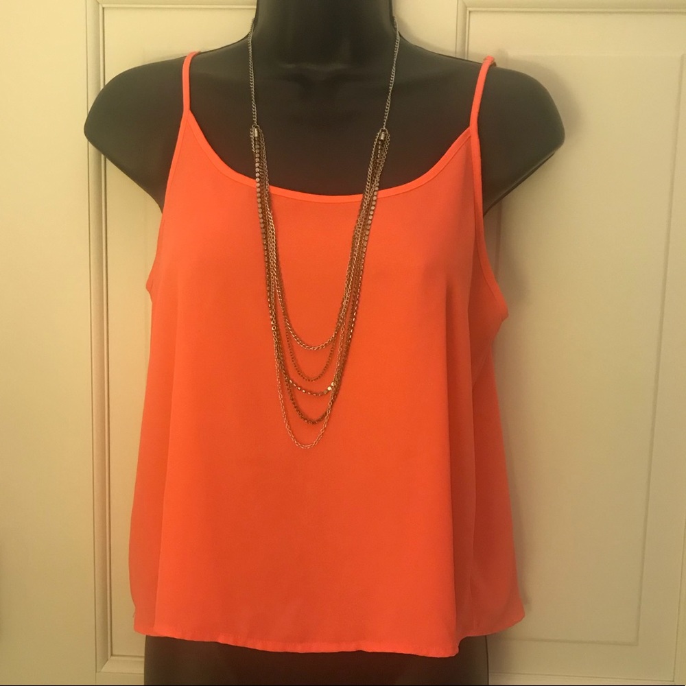 Neon coral pink tank short/cropped